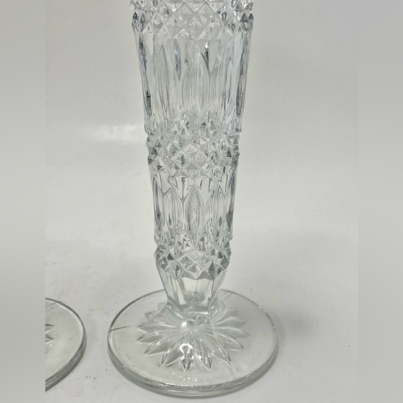✅ Set of 2 Vintage Lead Crystal Vases Hand Made by Leonard Made in Italy 8” High - Picture 5 of 16